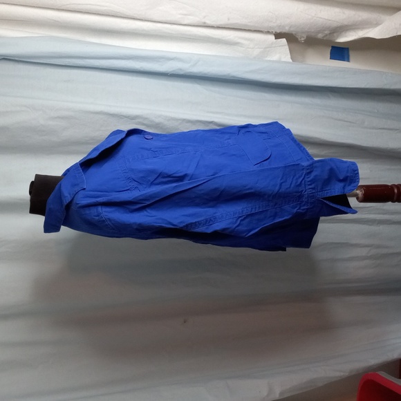 Chico's 3 XL Blue Jacket Button Front Pockets - Picture 6 of 11